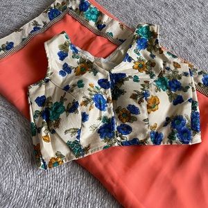 Peach floral saree